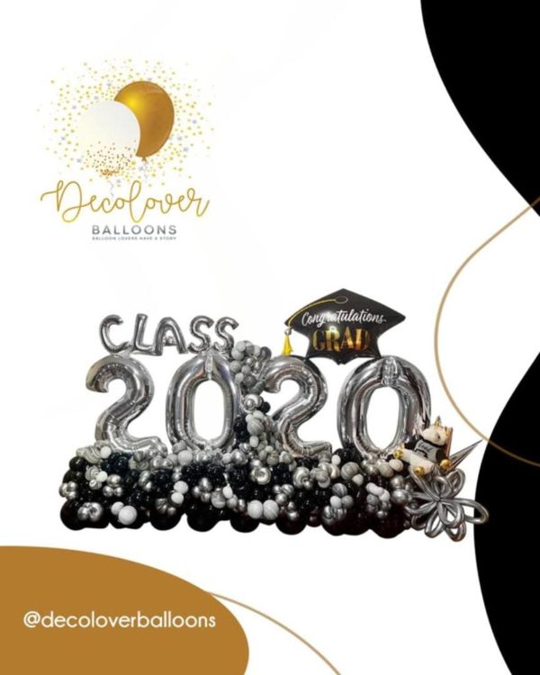 maxi balloon bouquet grad 2020 black silver class white decoration surprises globos gift decoloverballoon